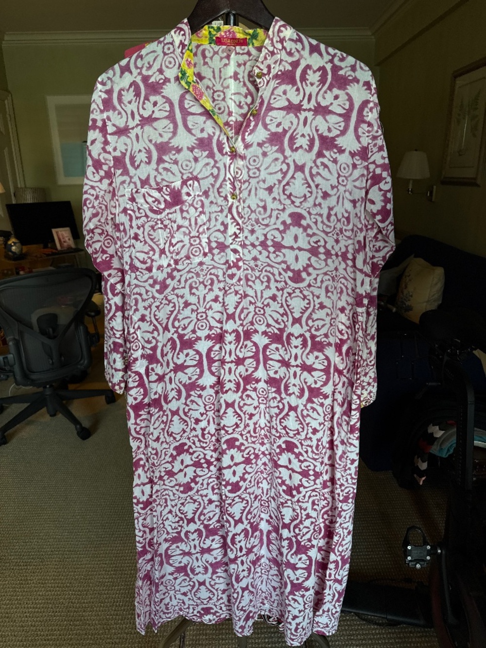 Lisa Corti Milano Pink & White Printed Cotton Tunic Dress | Size M